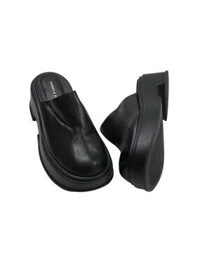 Charles & Keith Platform Clogs in Black Leather